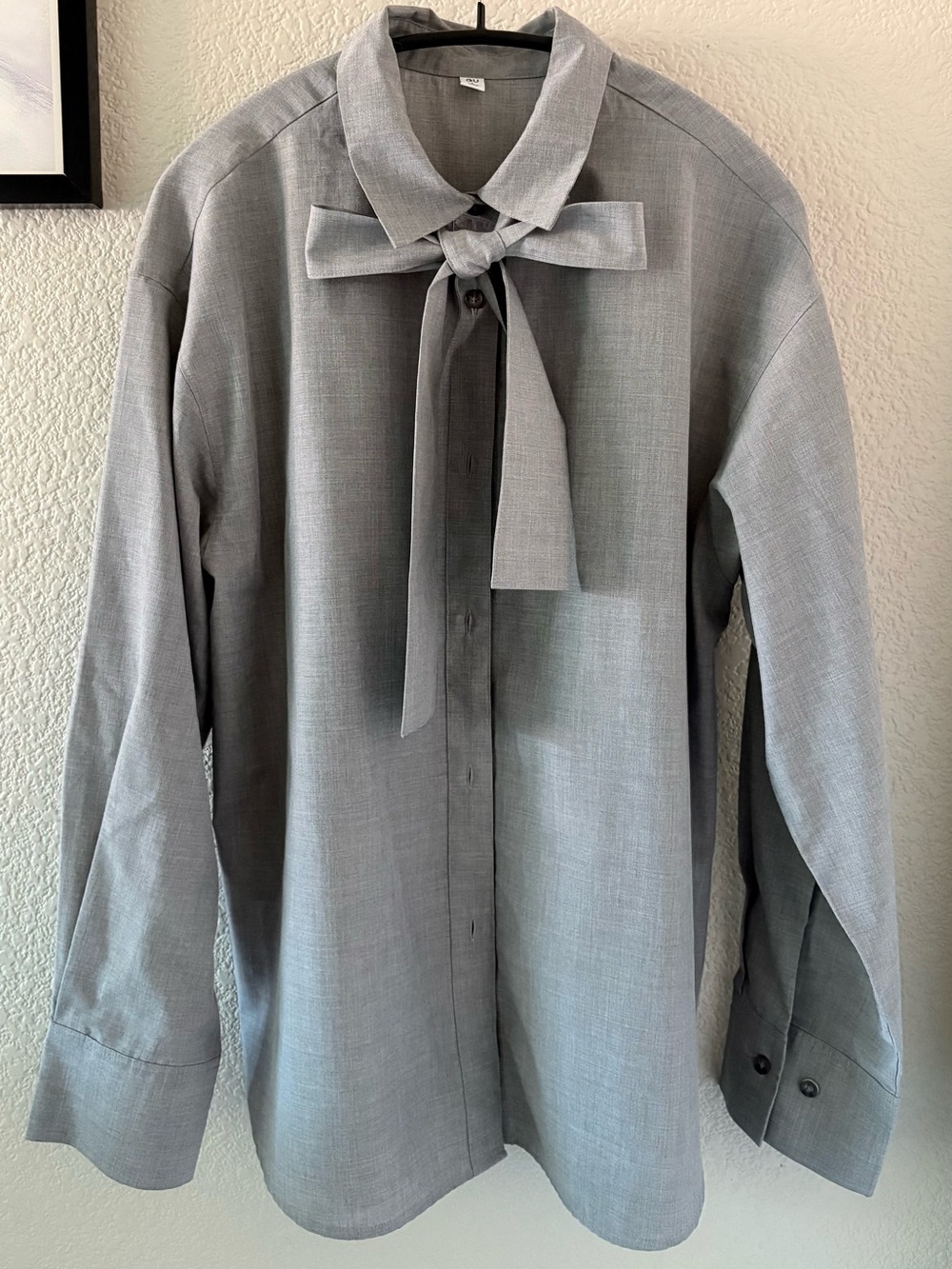 GU - Gray Bow Tie Blouse - L